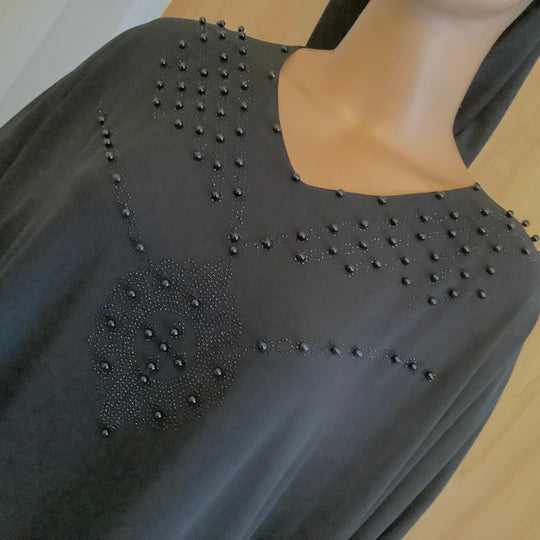 Farasha Beaded Cape Abaya TK- Black