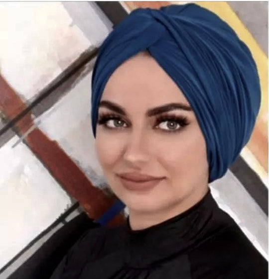 EASY TO WEAR SUEDE TURBAN/CHEMO HIJAB WRAP- TK