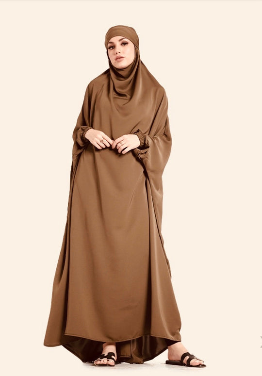 Overhead Full all in one Jilbab - brown TK
