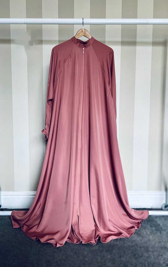 Full Zip Nida Umbrella Abaya - Pink