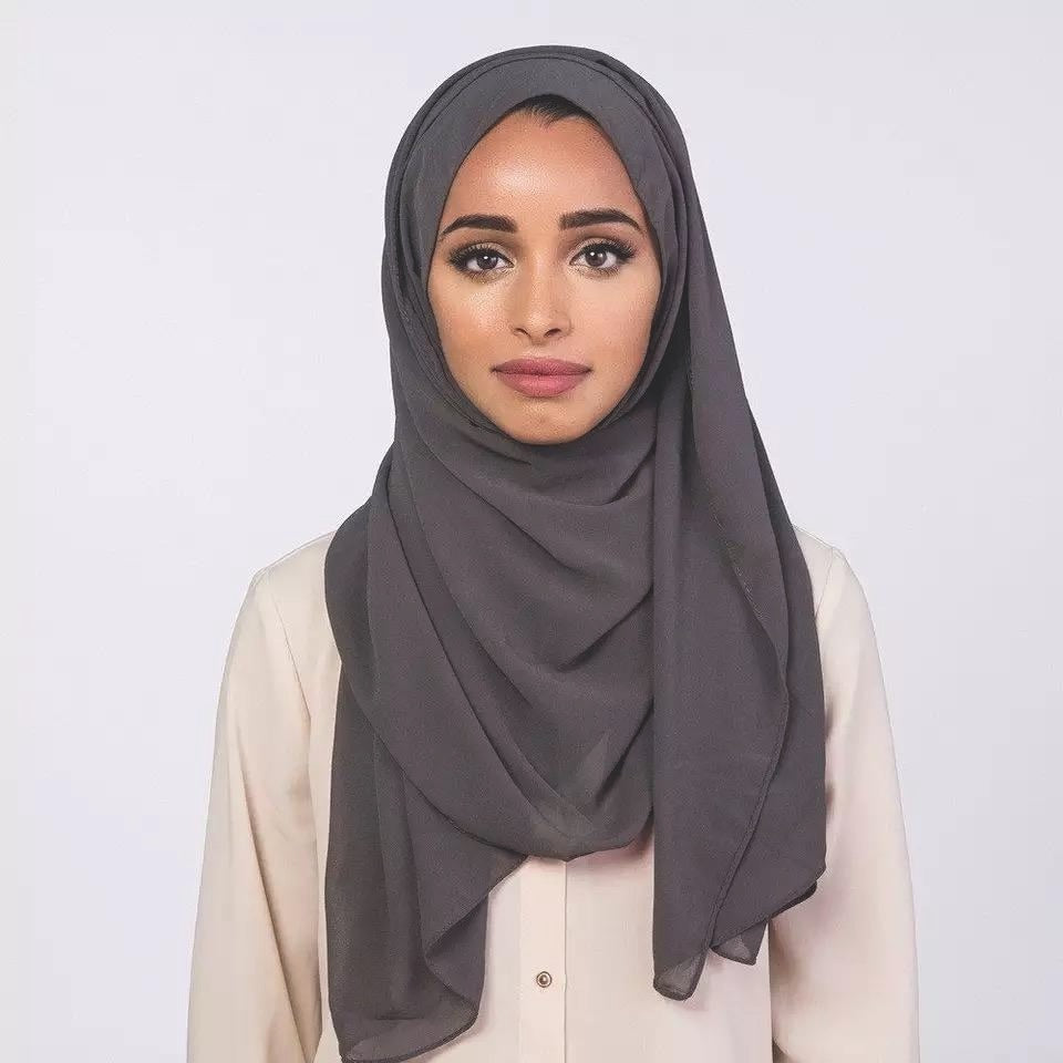 Chiffon Long Hijab/ Scarf-Charcoal  93