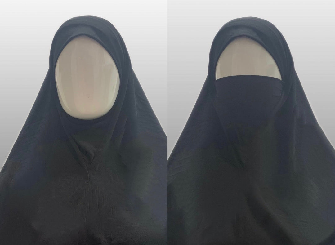 5XL 2 in 1 Lycra Burkha/ Khimar  -BLACK Or White