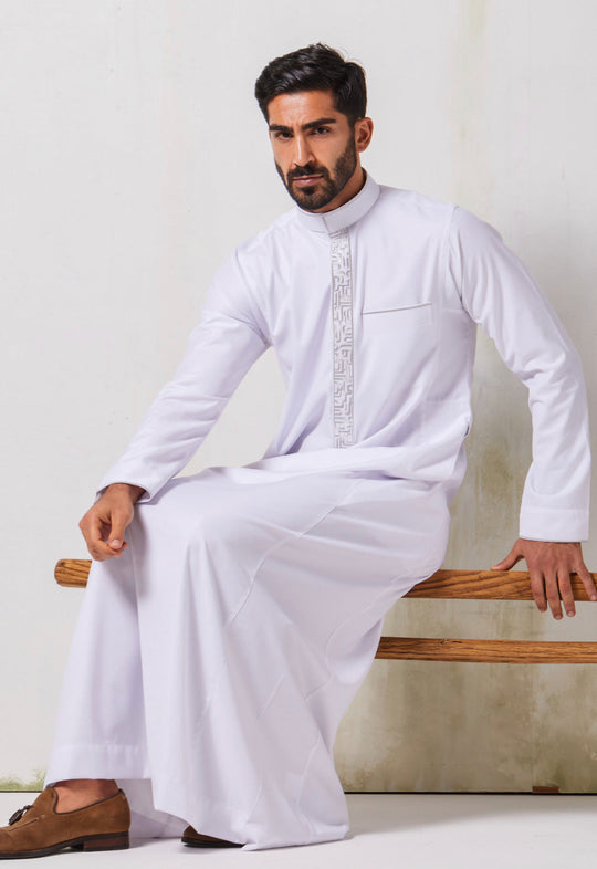 Faris Embroidered White Thobe/Jubba