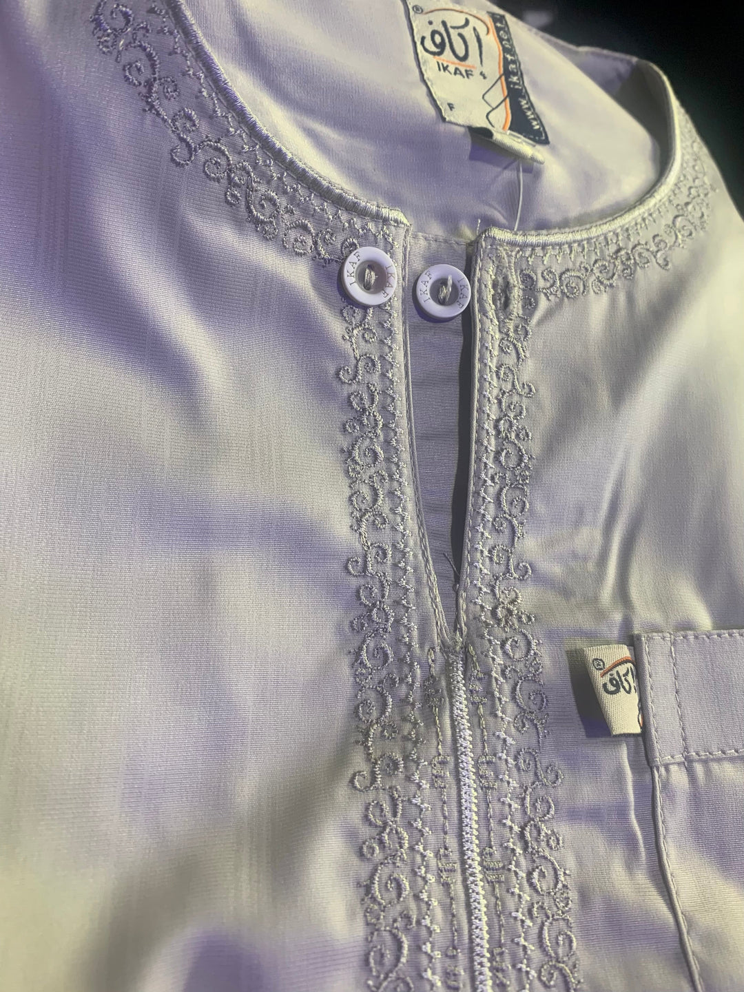 Ikaf Toddler and Kids Embroidered Thobe/Jubba - Stone sz. 18- 42 length