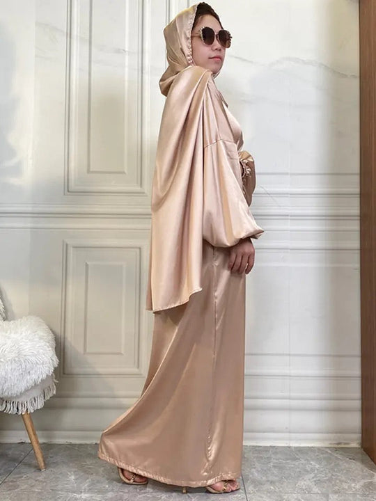 Satin Abaya with attached Hijab/ Scarf - Variety