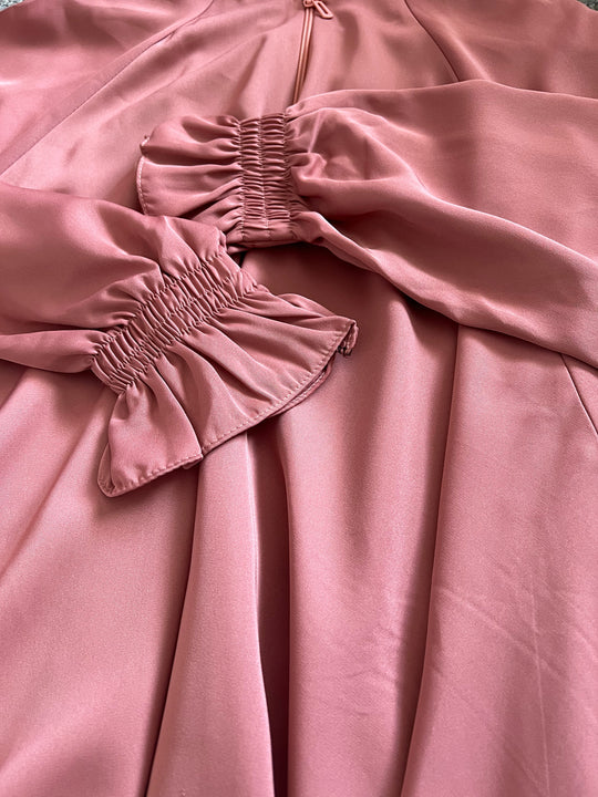 Full Zip Nida Umbrella Abaya - Pink