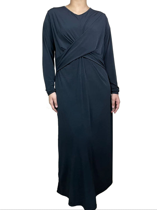 Cross over Jersey Abaya ZTK-BLACK