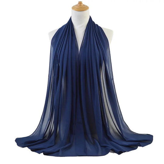 Chiffon Long Hijab/Scarf- Navy Blue 130