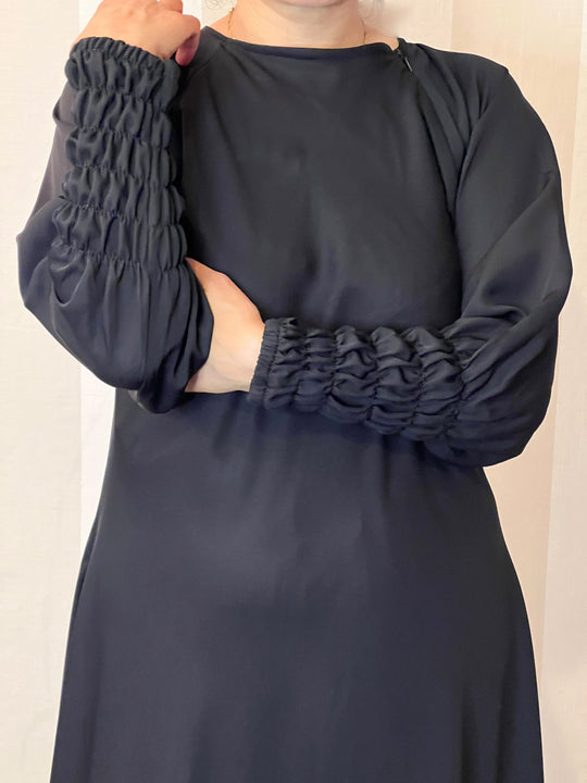 Side zip Nida Umbrella Abaya- Black TK