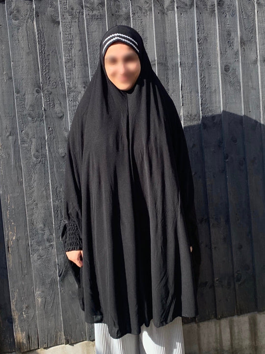 Large Burkha / Khimar with cuffs   7XL BLACK Lycra