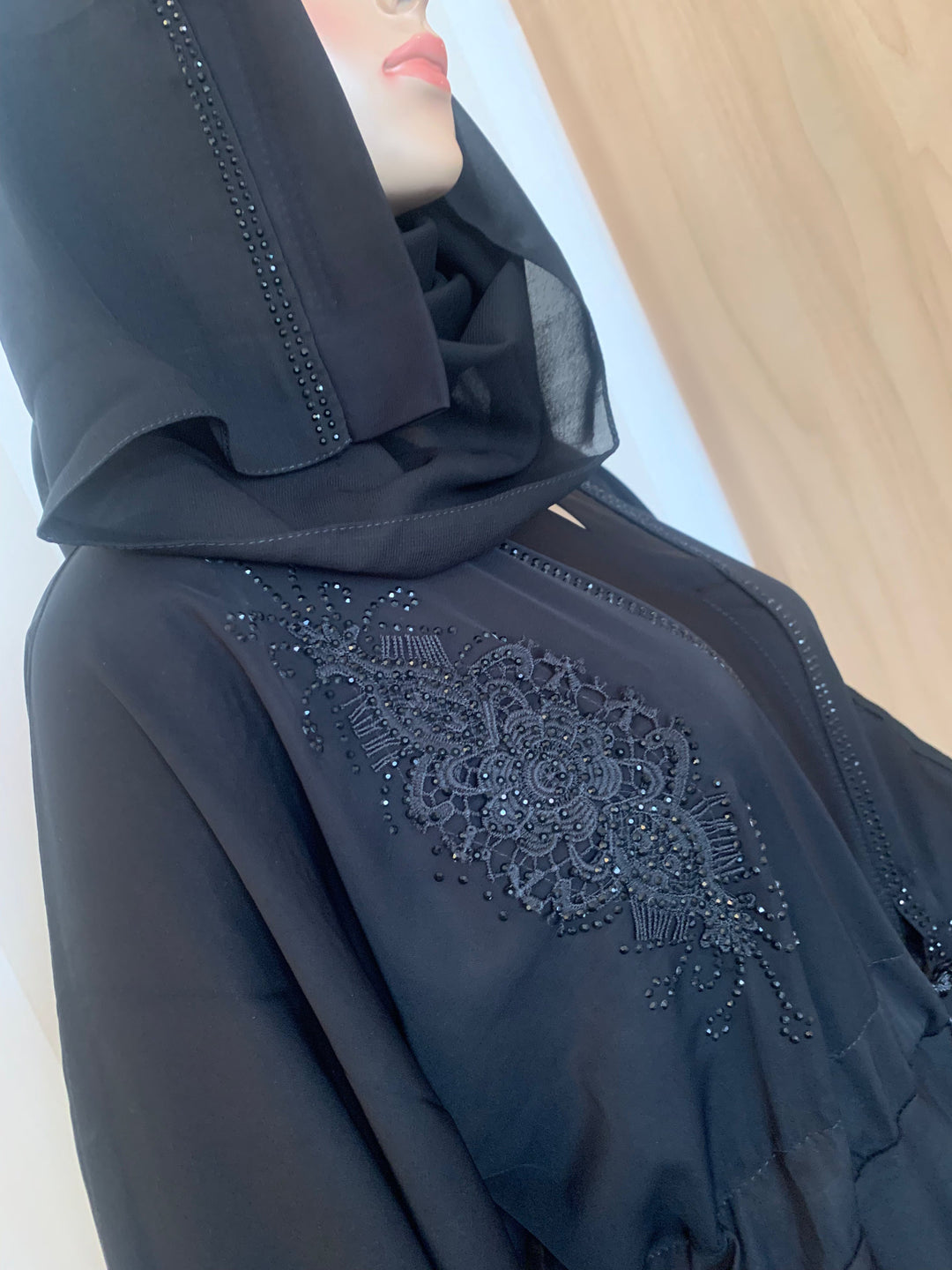 Nida Umbrella Crystal Abaya - TK323