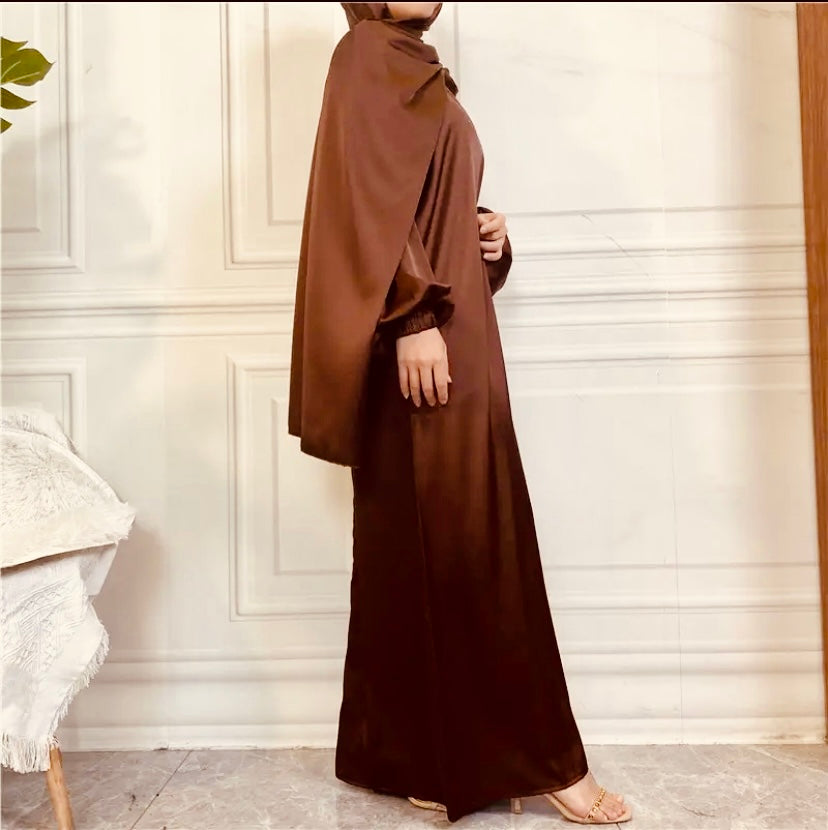 Satin Abaya with attached Hijab/ Scarf - Variety