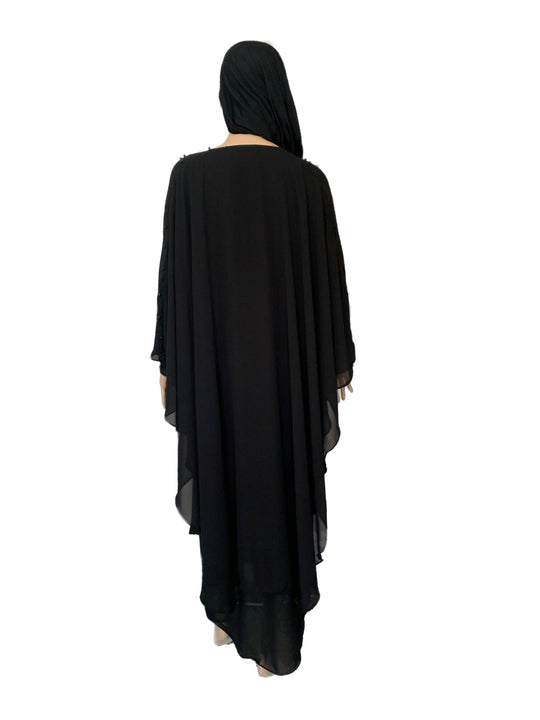 Farasha Beaded Cape Abaya TK- Black