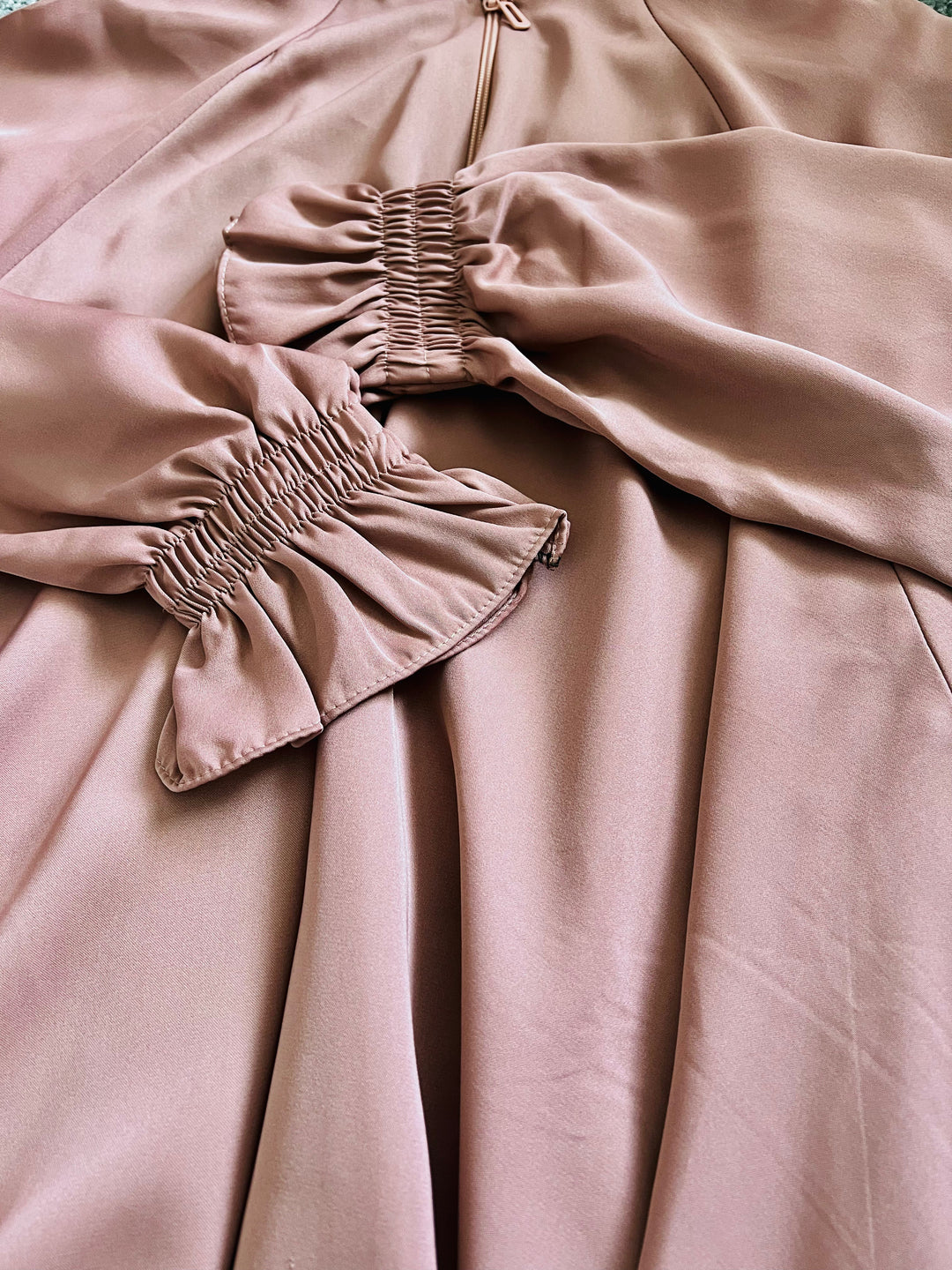Full Zip Nida Umbrella Abaya - Mink