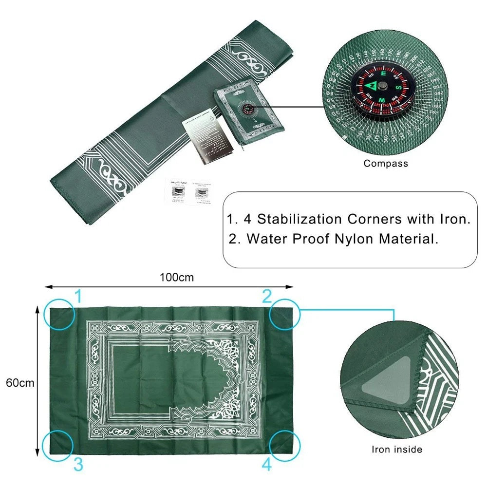 Hygienic Pocket Travel Prayer Mat  with Compass
