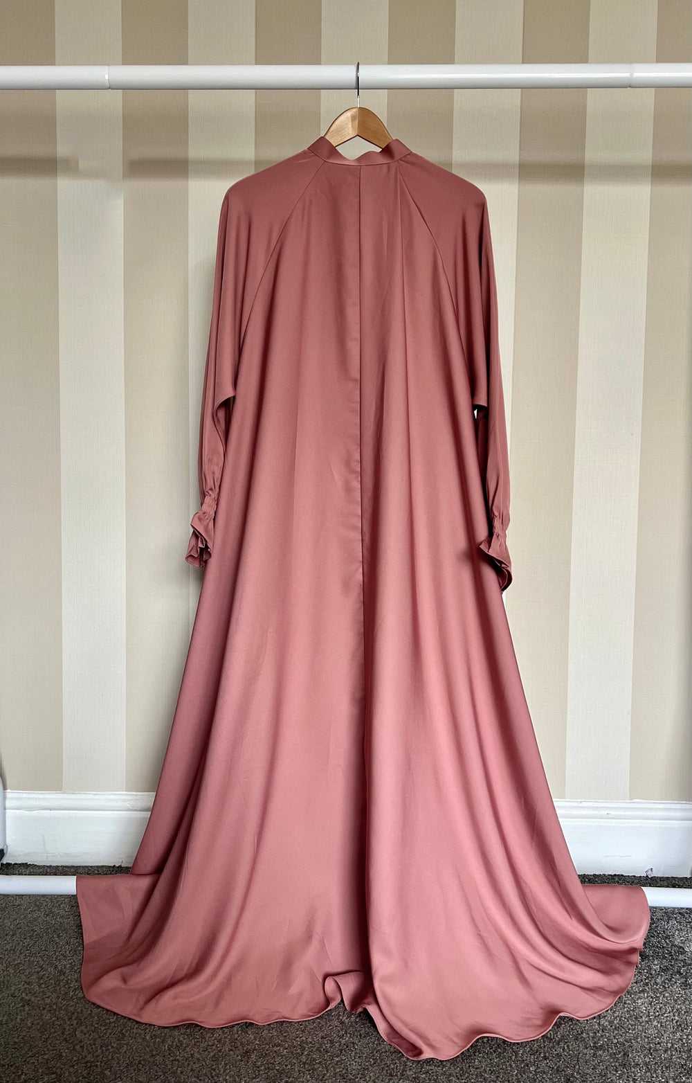 Full Zip Nida Umbrella Abaya - Pink