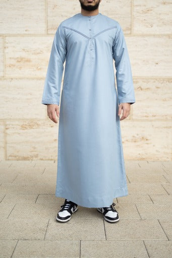 Pleated Al Aniq Thobe/Jubbah - Powder Blue