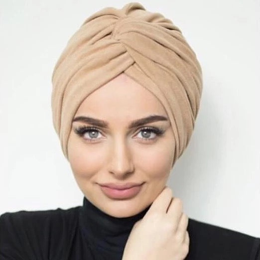 EASY TO WEAR SUEDE TURBAN/CHEMO HIJAB WRAP- TK