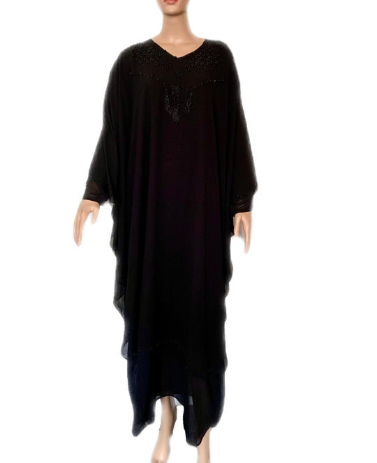 Farasha Beaded Cape Abaya TK- Black