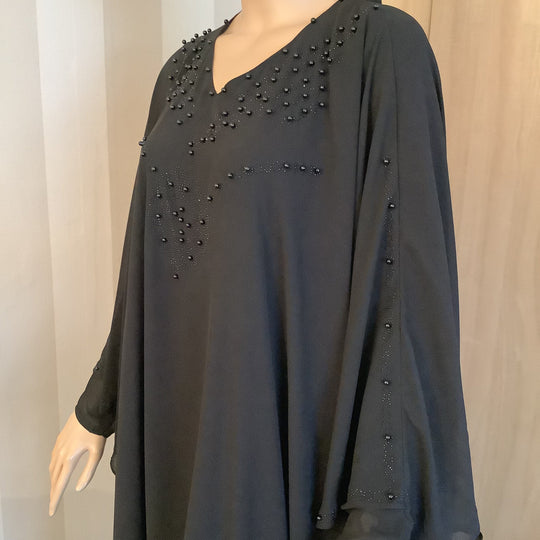 Farasha Beaded Cape Abaya TK- Black