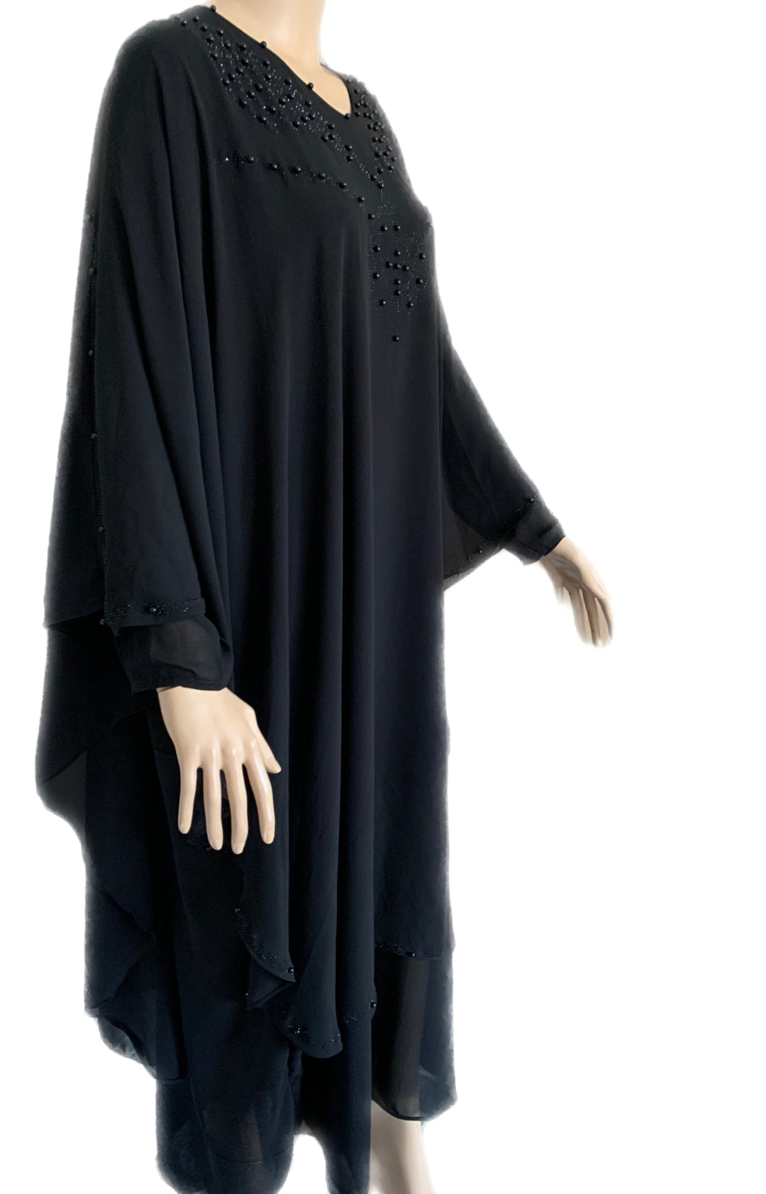 Farasha Beaded Cape Abaya TK- Black