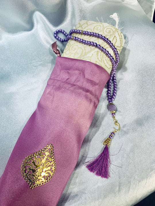 Prayer Mat and Tasbeeh set with gift pouch GS01