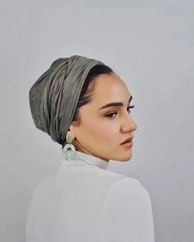 EASY TO WEAR SUEDE TURBAN/CHEMO HIJAB WRAP- TK