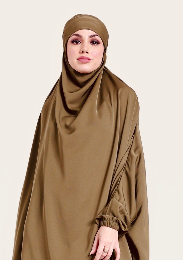 Overhead Full all in one Jilbab - brown TK