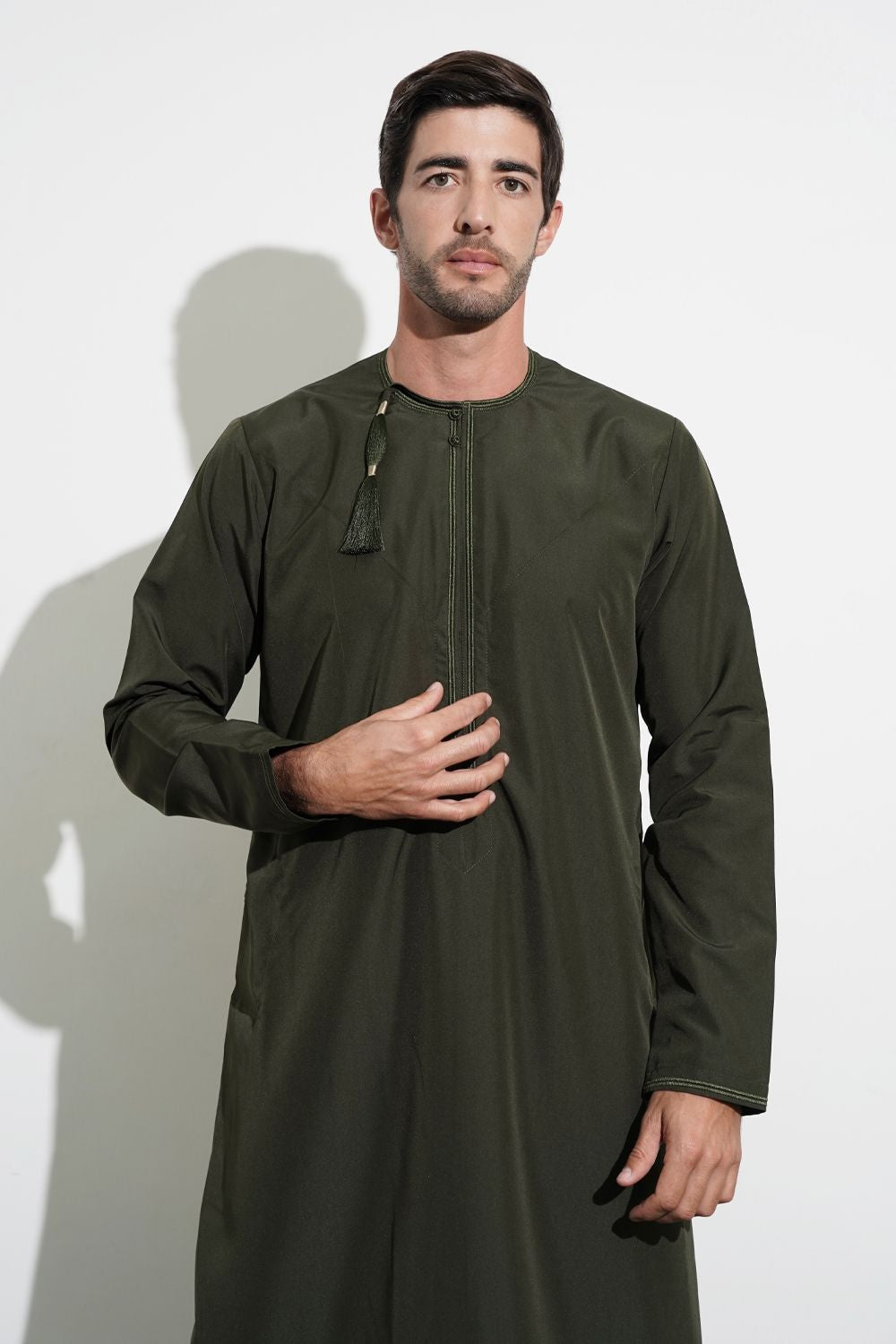 Boys Faris Olive Green Omani Jubba/Thobe
