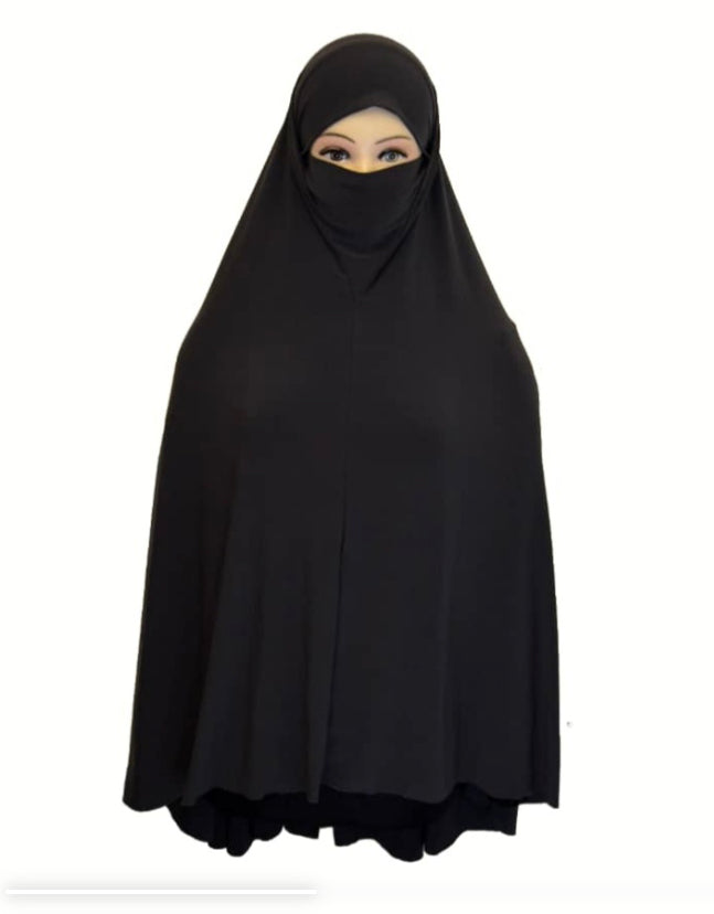 QUALITY BURKHA/KHIMAR 2 in 1 Mask/Veil 5XL Turlu - GREY