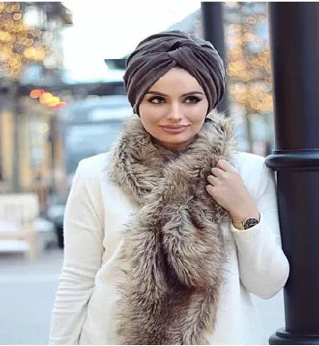 EASY TO WEAR SUEDE TURBAN/CHEMO HIJAB WRAP- TK