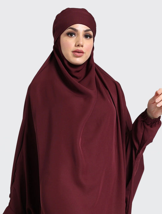 Overhead Full all in one Jilbab - Burgundy Zadina