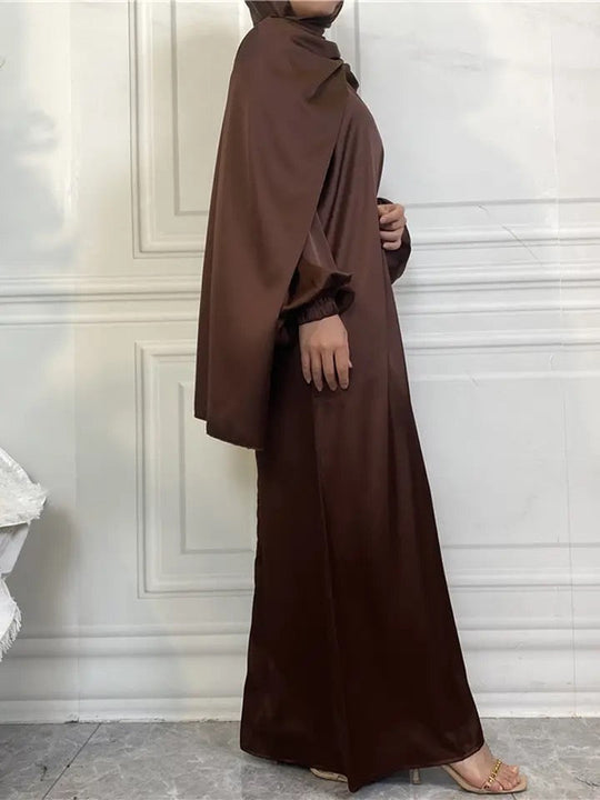 Satin Abaya with attached Hijab/ Scarf - Variety
