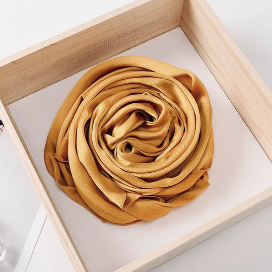 Silk Chiffon Scarf / Hijab - Gold 14