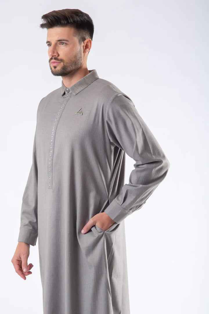 LWR2421 Latest Lawung Thobe/Jubba - silver grey