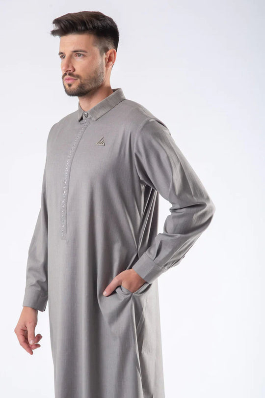 LWR2421 Latest Lawung Thobe/Jubba - silver grey