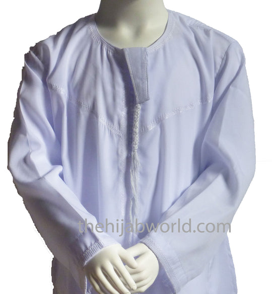 Boys Budget string Thobe/ Jubba   28-50 size- white