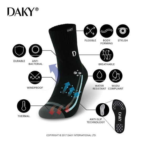 WUDU COMPLIANT WATERPROOF BREATHABLE SOCKS-SKYLINE X -BLACK