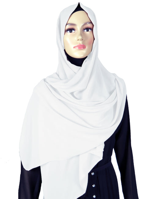 Chiffon Long Hijab/ Scarf CH2- White